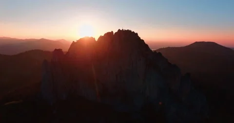 Alps flying over mountain peak sunset panorama golden hour 4k Stock-Footage 153487618
