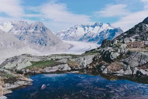 Alps glacier view. Stock Photos