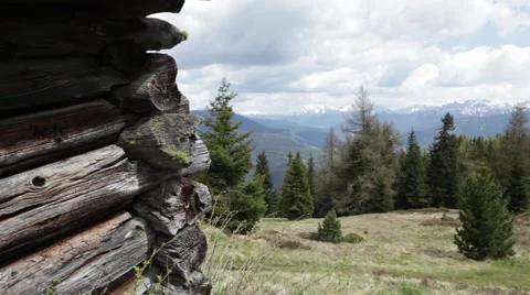 Alps landscape behind hut Stock Footage 54219089
