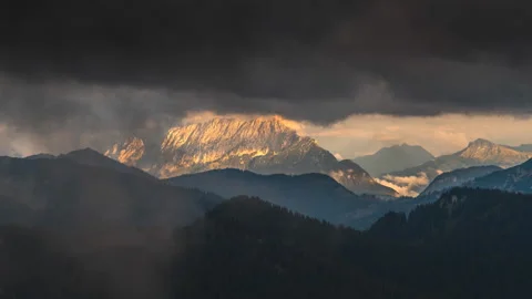 Alps mountain rain dramatic clouds timelapse Stock Footage 147517350