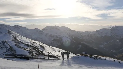 Alps mountains, austria, ski area before sunset Stock Footage 70732781
