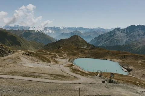 Alps mountains in three different countries: Swiss, Austria and Italy Stock Photos