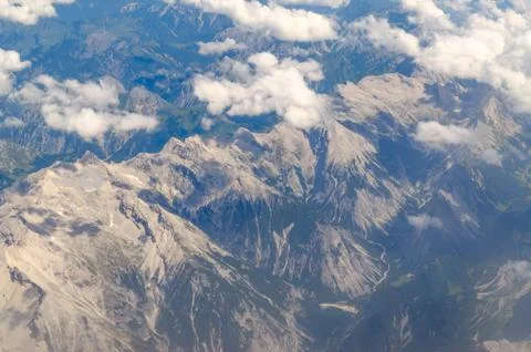 Alps mountains top view from the plain Stock Photos