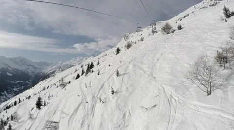 Alps mountains view while coming up the lift Stock Footage 61209413