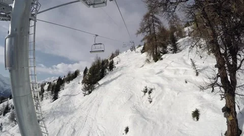 Alps mountains view while coming up the lift Stock Footage 61209601