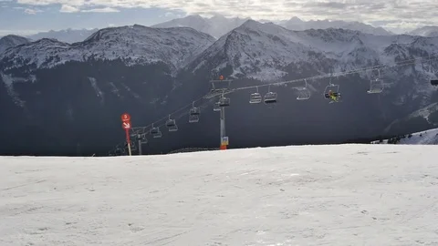 Alps, ski area ropeway Stock Footage 70732449