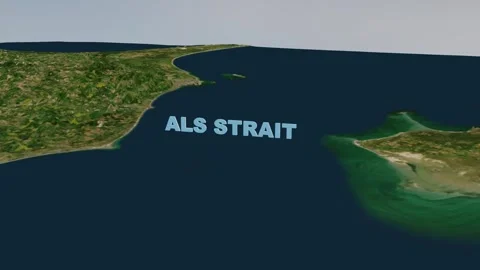 ALS Strait 3D Terrain Map and Maritime Geography Animation 4K Horizontal Stock Footage 337333164