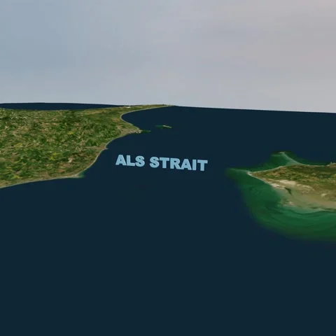 ALS Strait 3D Terrain Map and Maritime Geography Animation 4K Square 스톡 동영상 337333183