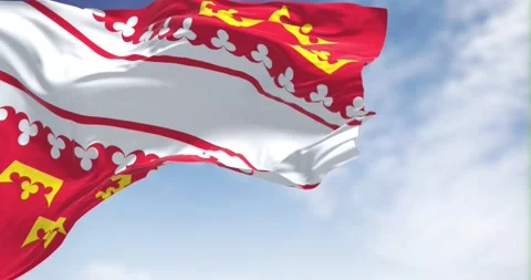 Alsace flag waving in the wind on a clear day Stock Footage 198517987