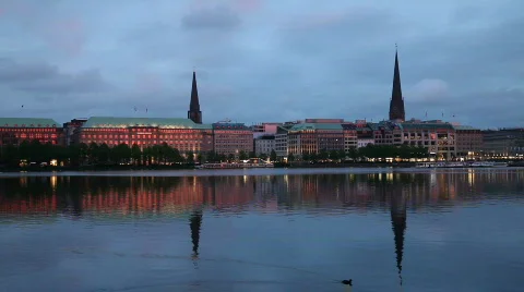 Alster Lake, Hamburg, Germany. Stock Footage