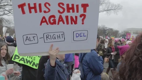 Alt Right Delete Protest Sign - Womens March Stock Footage 81252872