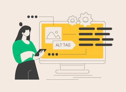 Alt tag optimization abstract concept vector illustration. Stock Illustration