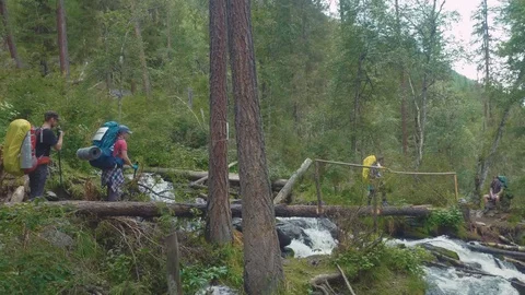Altai, Akem, RUSSIA - June, 20, 2018: Karaturek pass.. Tourists in the Altai Stock-Footage 93885196
