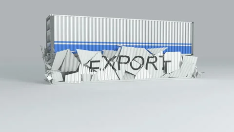 Altai Republic container with the flag falls on top of a container Stock Footage 124444834