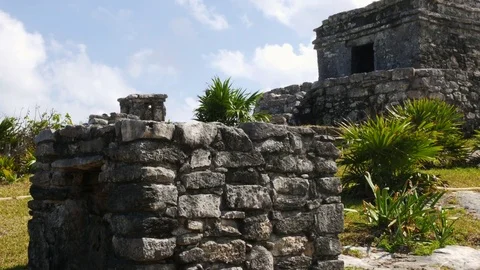 Altar and Temple of the Wind at Tulum Ruins Stock Footage 73163145