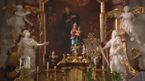 Altar of baroque chapel Video stock 58662142