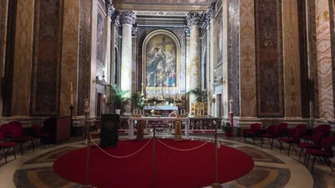 Altar in Basilica of Saints Giovanni e Paolo in Rome, Italy Stock Footage 321714945