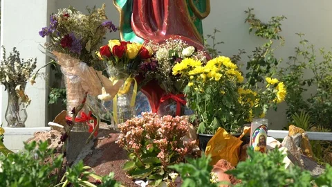 Altar blessed statue of the Virgin Mary close Stock-Footage 96632779