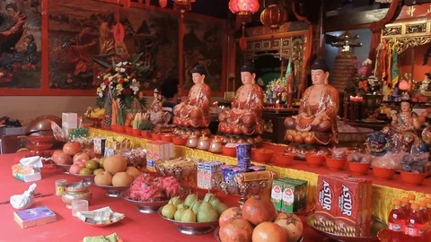 Altar In A Buddhist Monastery Stock Footage 120599268