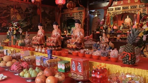 Altar In A Buddhist Monastery Stock-Footage 120599287