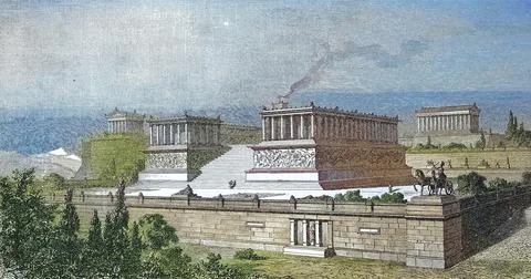 The altar building of the castle of Bergamon after the drawing by R Bohn based Ilustración de archivo