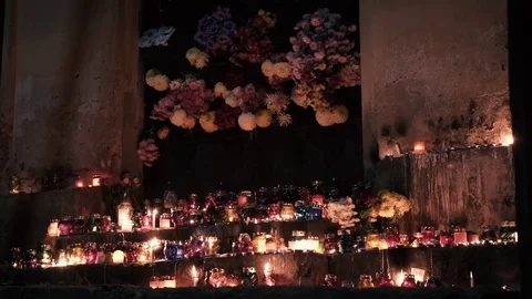 Altar of burning candles in the night of all the saints 動画素材 82416431