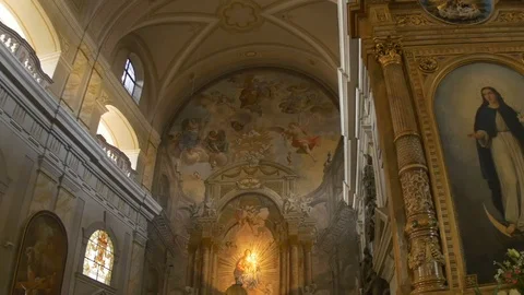 Altar of Catholic Baroque Cathedral Stock Footage 113766415