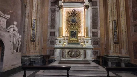 Altar dedicated to the Virgin Mary inside an Italian church Stock Footage 320957196