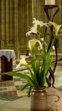 Altar Easter Lily flowers Stock Photos