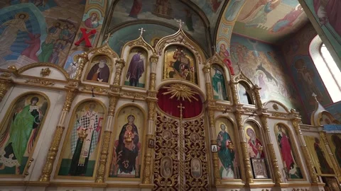 Altar with icons Stock Footage 147496459