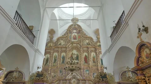 Altar Inside the Hall of Holy Cross Monastery Trinity Day Woodcarving 動画素材 64106769