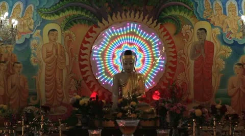 Altar inside Mangala Vihara Buddhist Temple 1080p Panning Stock Footage 10746286
