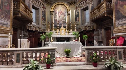 Altar inside San Marcello al Corso church in Rome Stock Footage 338009350