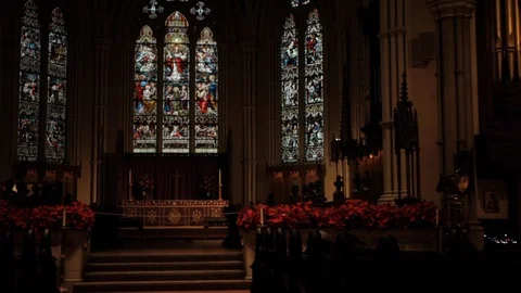 Altar of an Old Church Stock Footage 112953404