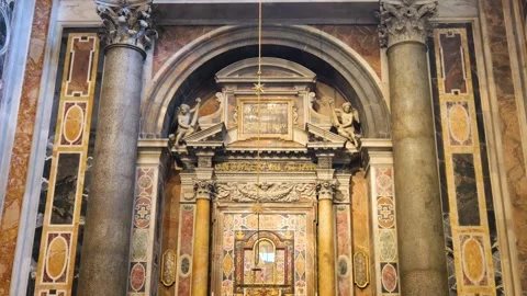Altar our lady column featured saint peter's basilica serving devotional focal Stock Footage 321830013