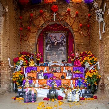 Altar with skeletons Stock Photos
