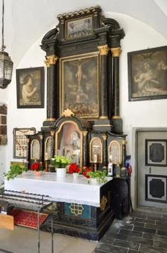 Altar in a small tyrolean Stock Photos