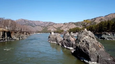 Altay mountains and river Stock Footage