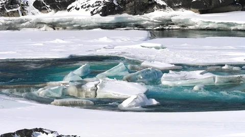 Altay turquoise river Katun in winter 1 Stock Footage 88445147