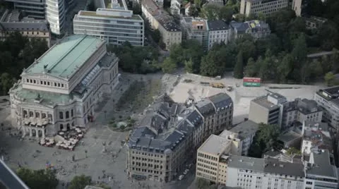 The "alte Oper" old opera of Frankfurt view of the Maintower Stock-Footage 11660751