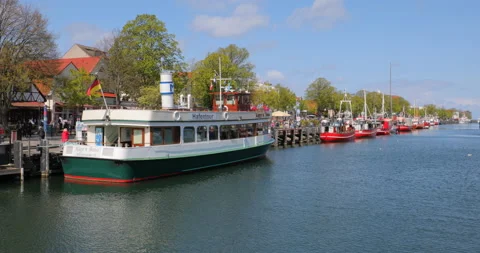 Alte Strom, Old Channel in Warnemunde, Rostock, Germany Stock Footage 111536609