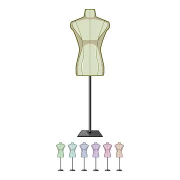 Alteration mannequin tailor cartoon vector graphic Stock Illustration