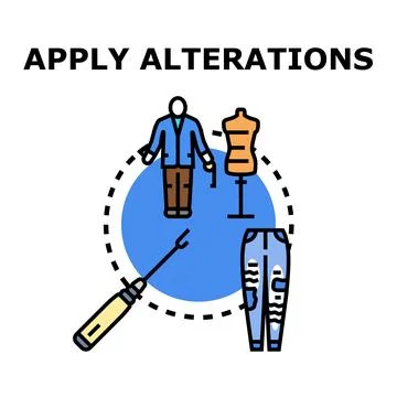 Alterations concept with tailor, mannequin, and distressed jeans Stock Illustration
