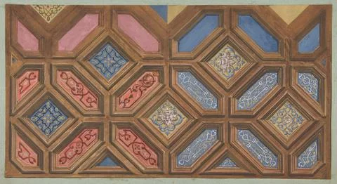 Alternate designs for the decoration of a coffered ceiling 184097 Jules-Edm.. Stock Illustration