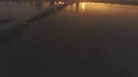 Alternate Drone Flying Forwards with Tilt Towards Miami Beach Sunset 4k Video stock 68957484