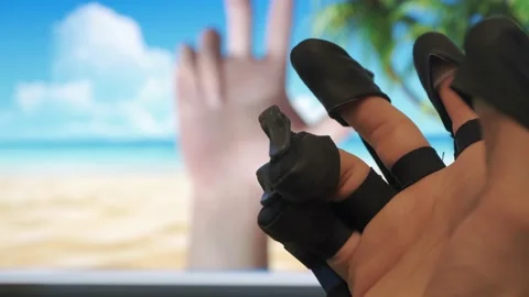 Alternate flexion of hand fingers simulator test Stock Footage 145364286