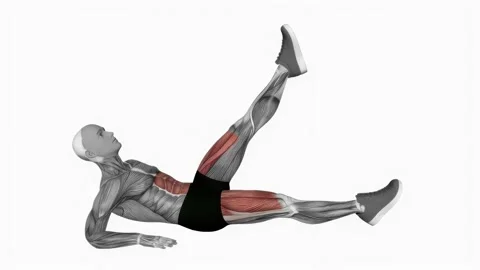 Alternate leg raise from reverse plank position fitness exercise workout animati 動画素材 229458129