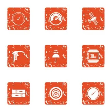 Alternate source icons set, grunge style Illustrazione stock