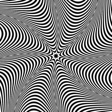 Alternating black and white lines with circular, spiral distortion. Abstract  Stock Illustration