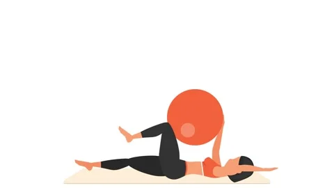 Alternating dead bug exercise. Female workout with fitball. Stock Footage 171415418